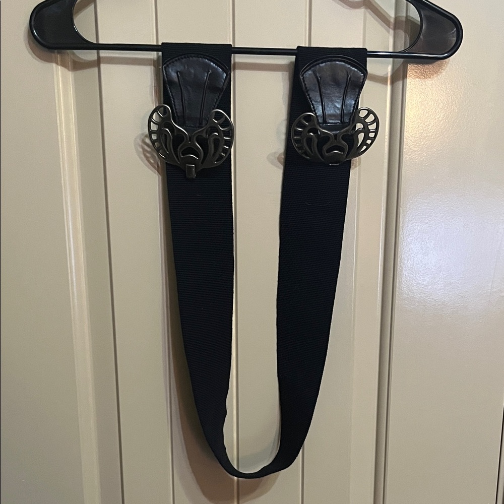 Fossil Black Leather Belt with Silver Accents